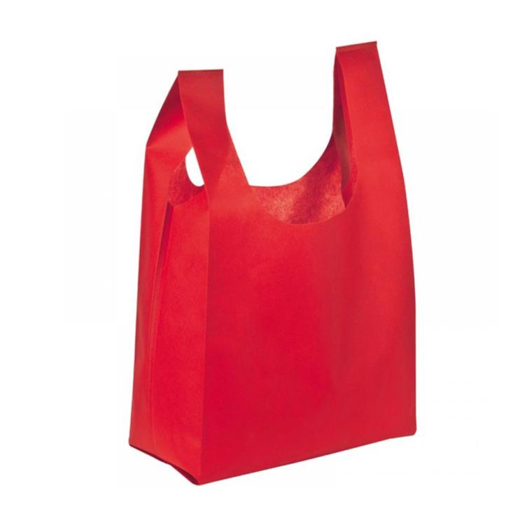 Custom Biodegradable Supermarket Non-woven Bags T-shirt Carrier Bags